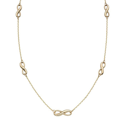9ct Gold Infinity Station Necklace
