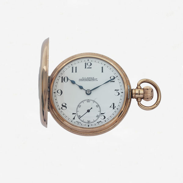 R C Amey Gents 9ct Gold Half Hunter Pocket Watch - Secondhand