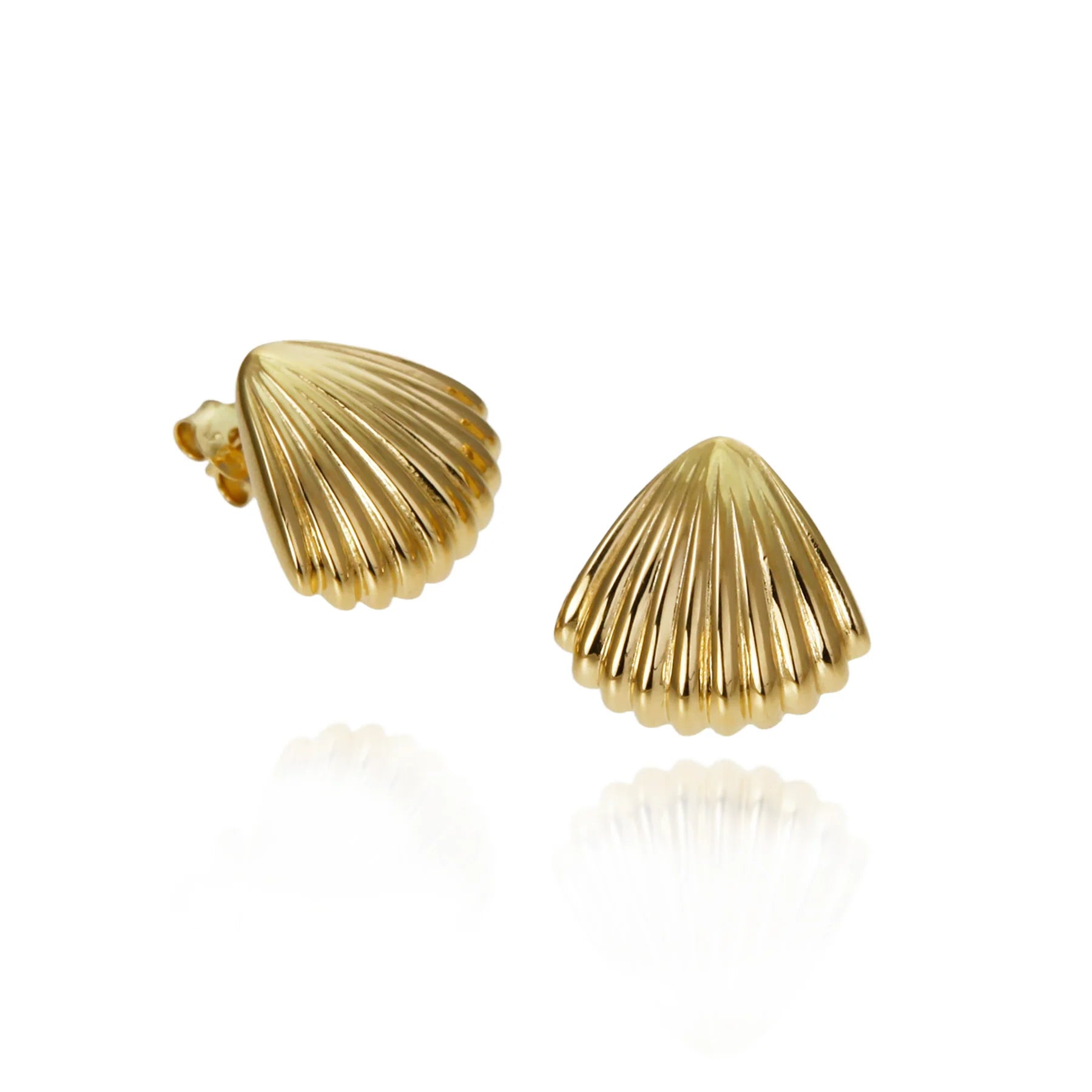 Seashell Earrings in Gold Plated Silver by Christin Ranger