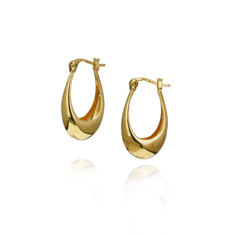 Oval Medium Hoop Earrings in Gold Plated Silver by Christin Ranger
