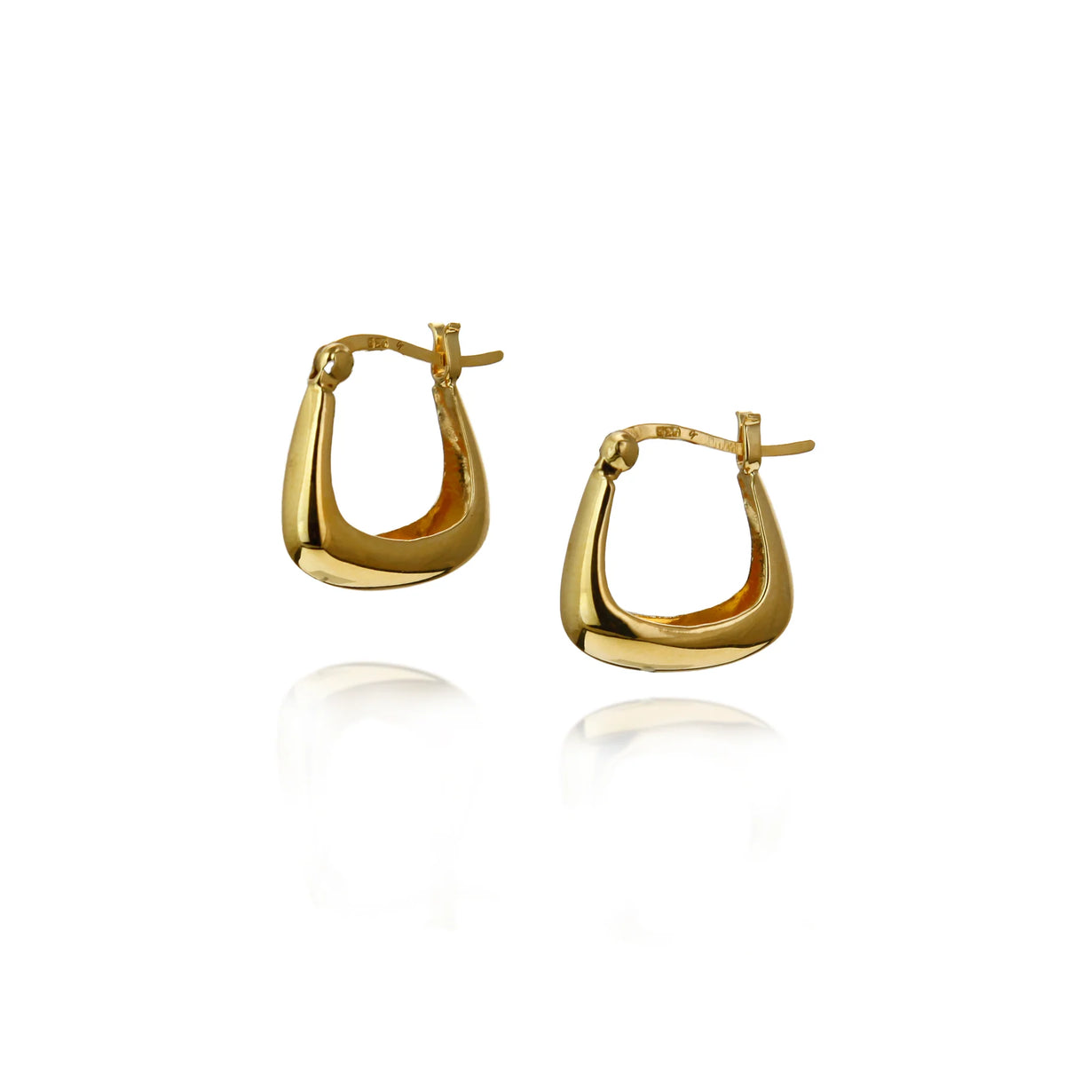 Square Small Hoop Earrings in Gold Plated Silver by Christin Ranger ...