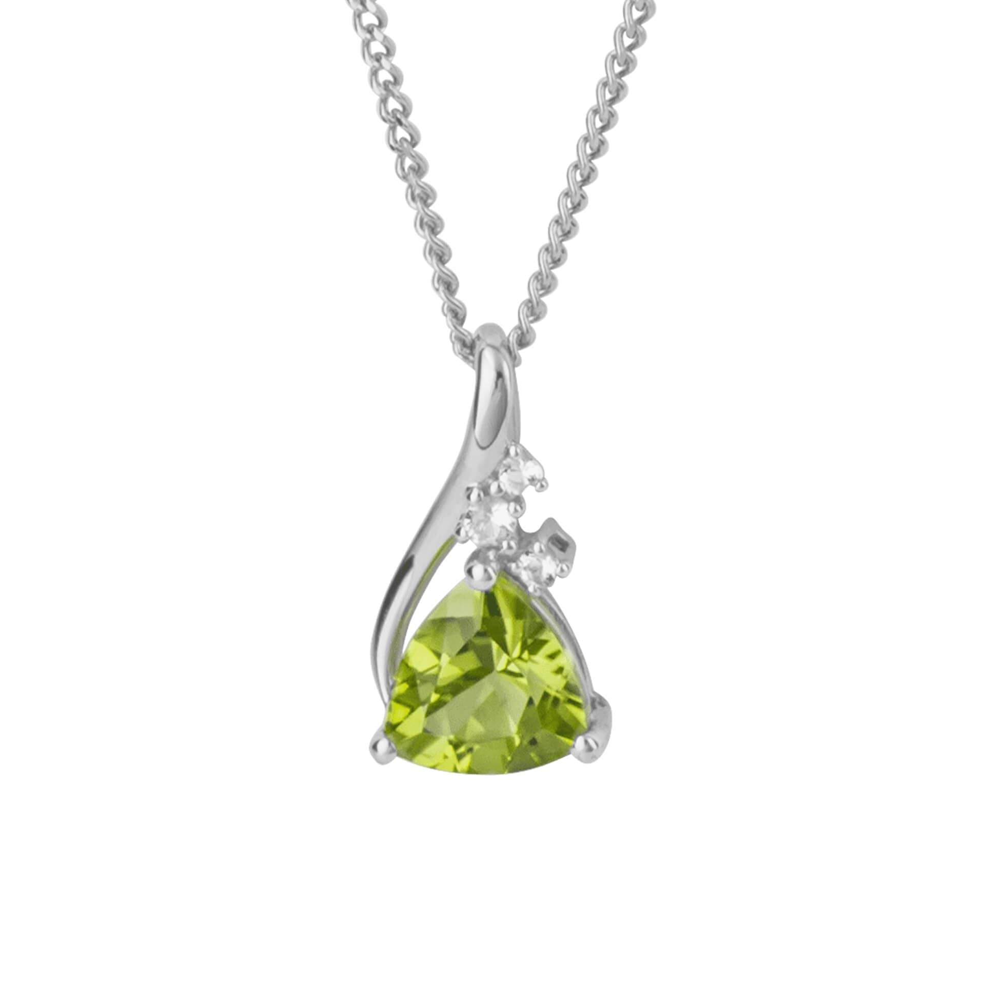 Peridot & White Topaz Semi-Precious Pendant in 9ct Gold