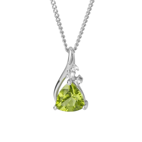 Peridot & White Topaz Semi-Precious Pendant in 9ct Gold
