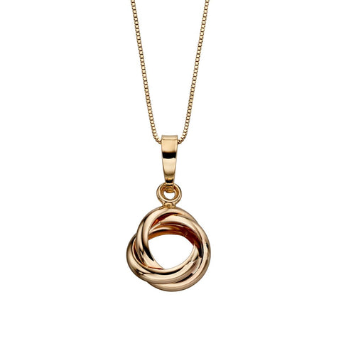 9ct Yellow Gold Open Twist Knot Pendant & Chain