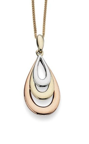 9ct Three Colour Gold Pendant With Chain