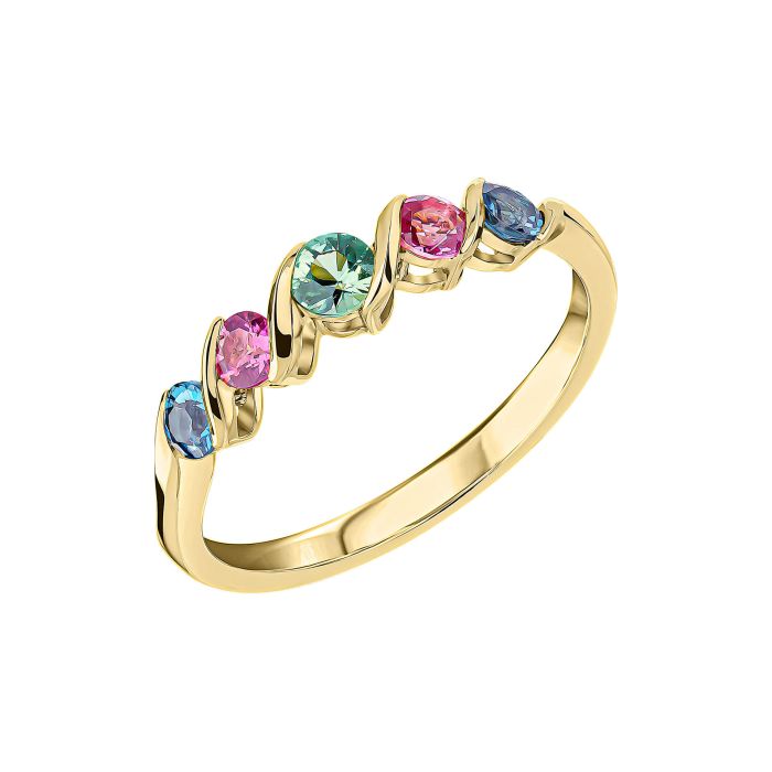 Blue Topaz, Tourmaline, Sapphire Amalfi Three Colour Twist Ring in 9ct Gold