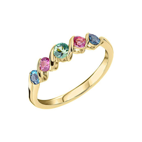 Blue Topaz, Tourmaline, Sapphire Amalfi Three Colour Twist Ring in 9ct Gold