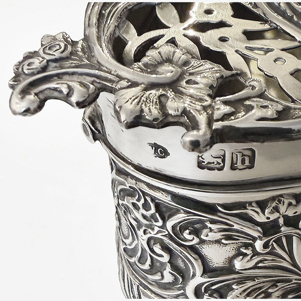 Edwardian Silver Large Potpourri Box, London 1903 William Comyns - Secondhand