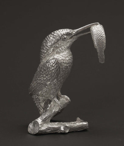 Sterling Silver Large Kingfisher Figure With Fish