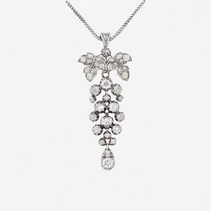 Diamond Set Antique Pendant/Brooch in Silver & Gold - Secondhand