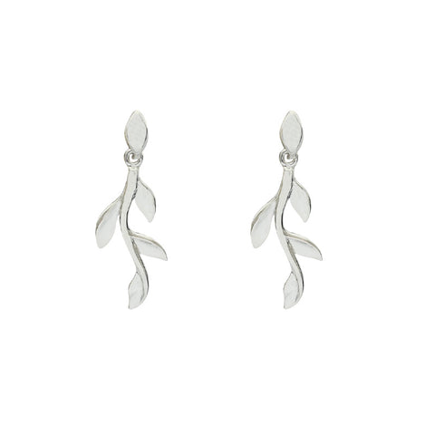Sterling Silver Leaf Design Earrings