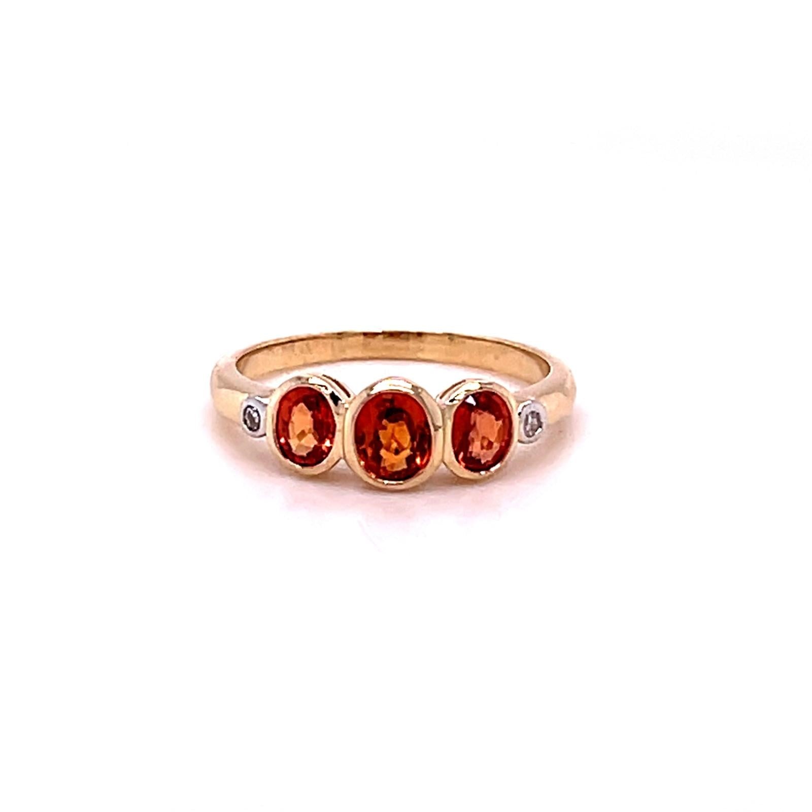 Orange Sapphire & Diamond Ring in 9ct Gold