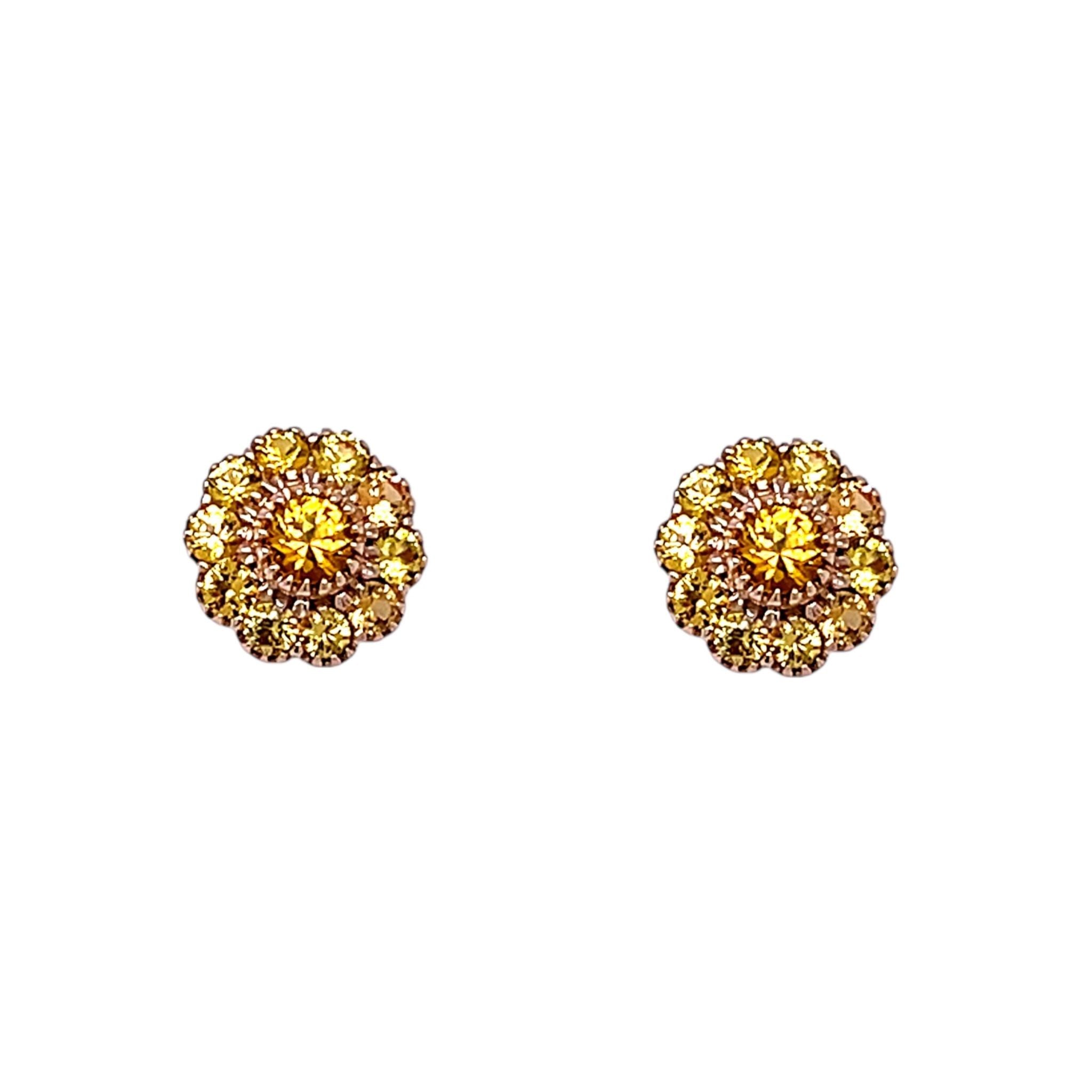 Yellow Sapphire Cluster Earrings in 9ct Gold