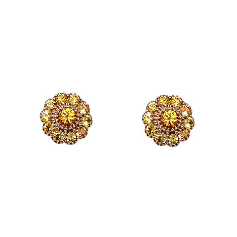 Yellow Sapphire Cluster Earrings in 9ct Gold