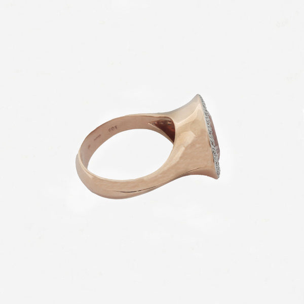 Morganite and Diamond Cluster Ring in 18ct Rose and White Gold - Secondhand