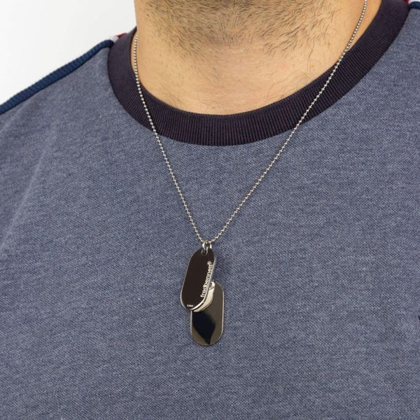 Stainless Steel Double Oval Dog Tag Necklace by Fred Bennett