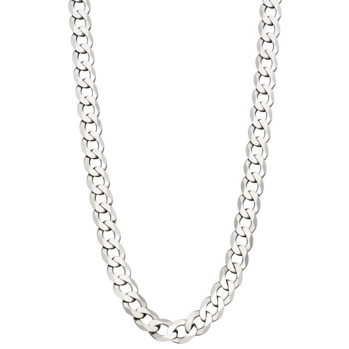 Silver Heavyweight Diamond Cut Curb Chain Necklace by Fred Bennett