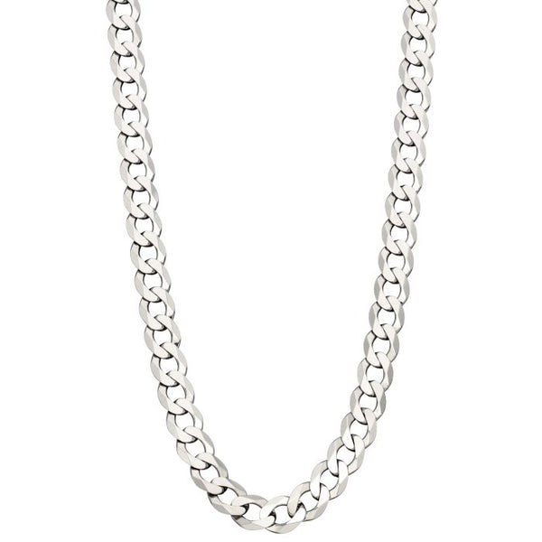 Silver Heavyweight Diamond Cut Curb Chain Necklace by Fred Bennett