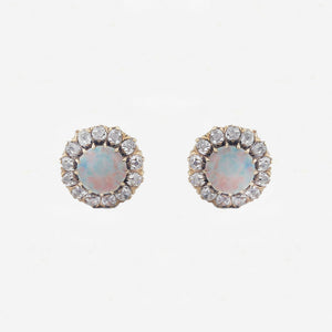 Opal and Diamond Cluster Earrings in 9ct Gold - Secondhand