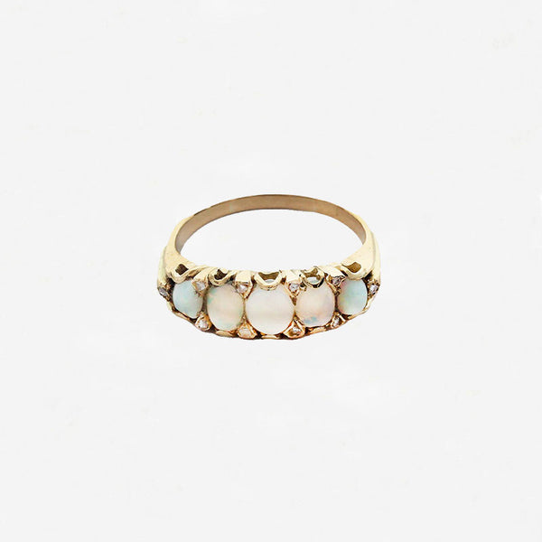 Opal Five Stone Victorian Ring in 18ct Gold - Secondhand