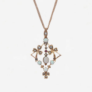 opal pearl ruby Edwardian pendant