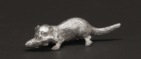 Sterling Silver Otter & Fish Figure