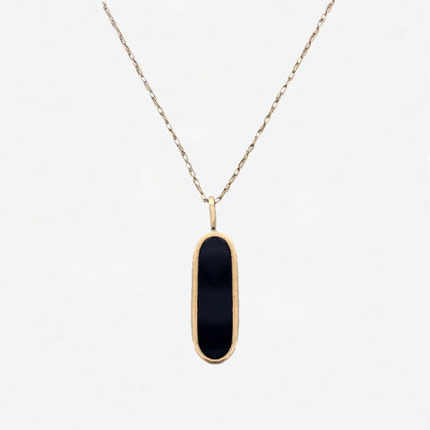 Onyx Pendant on a 9ct Gold Chain - Secondhand