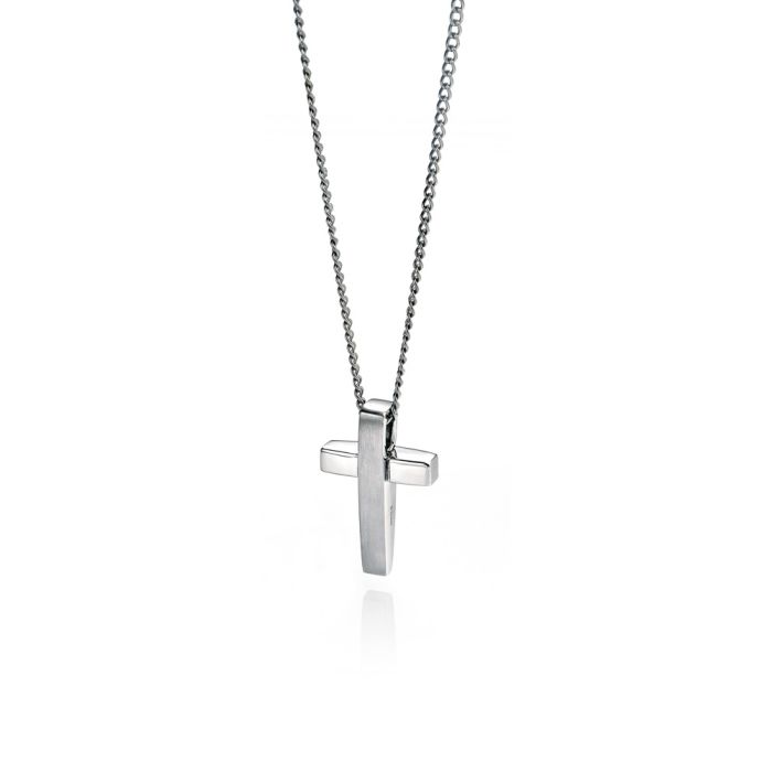 Stainless Steel Two Tone Cross Pendant & Chain by Fred Bennett