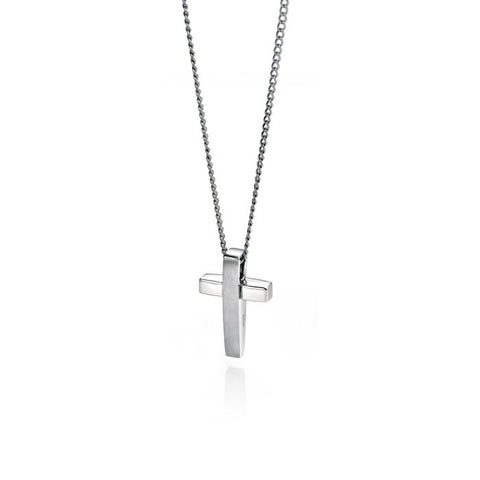 Stainless Steel Two Tone Cross Pendant & Chain by Fred Bennett