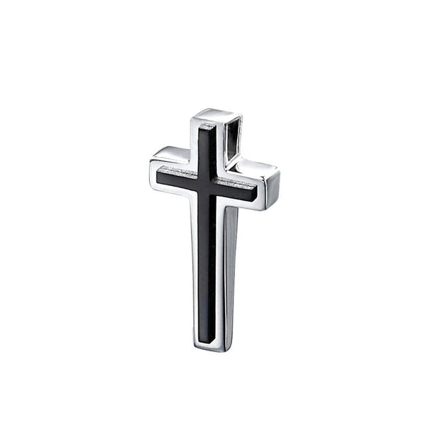 Stainless Steel Black IP Detail Cross Pendant by Fred Bennett