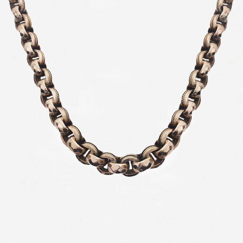 9ct Rose Gold Graduated Facet Link Necklace - Secondhand