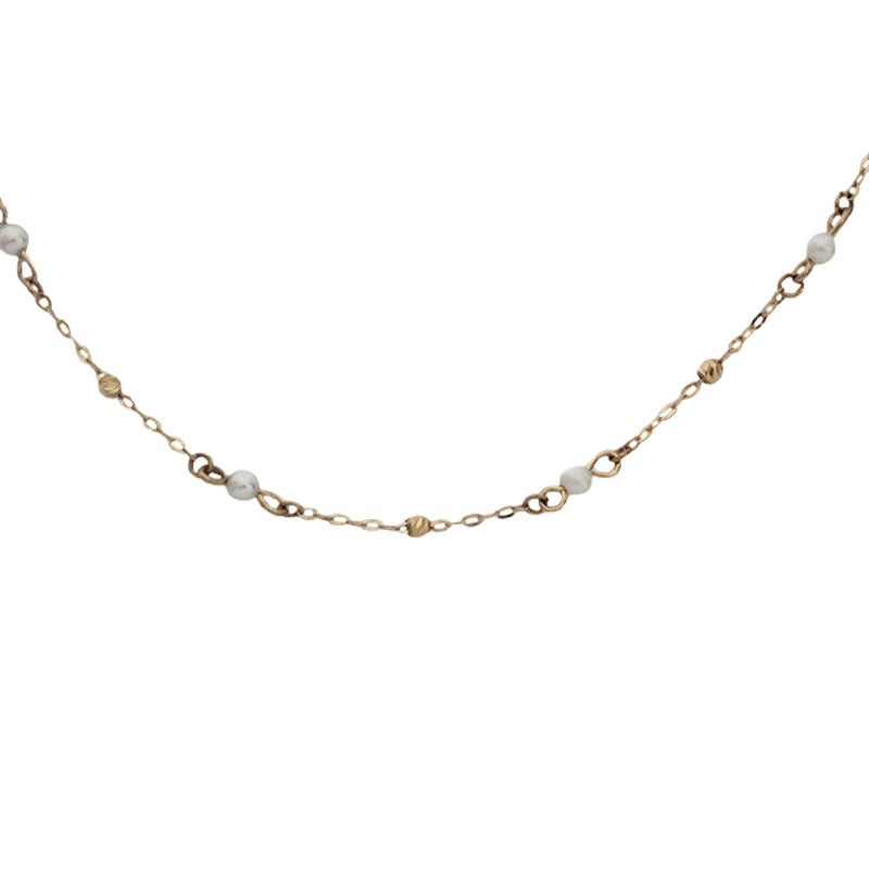 Freshwater Pearl and 9ct Gold Bead Necklace
