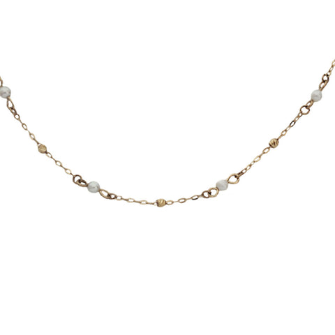 Freshwater Pearl and 9ct Gold Bead Necklace