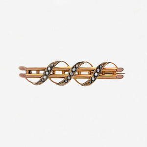 Seed Pearl & 9ct Gold Edwardian Brooch - Secondhand
