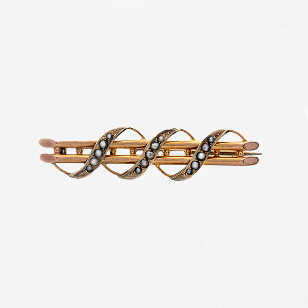 Seed Pearl & 9ct Gold Edwardian Brooch - Secondhand