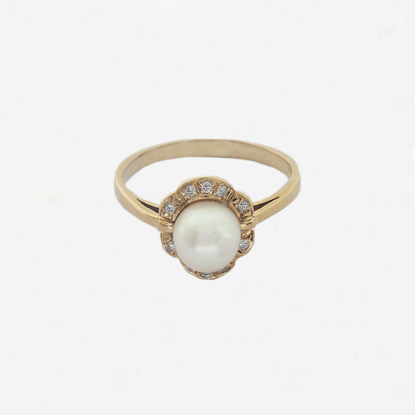 Pearl and Diamond Gold Ring - Secondhand
