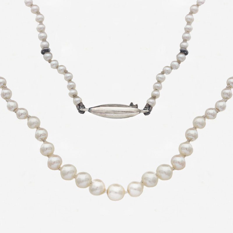 Natural Pearls Certificated Single Row with 9ct Gold Clasp - Secondhand