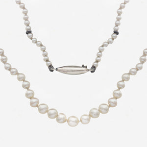 Natural Pearls Certificated Single Row with 9ct Gold Clasp - Secondhand