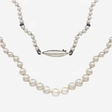 Natural Pearls Certificated Single Row with 9ct Gold Clasp - Secondhand