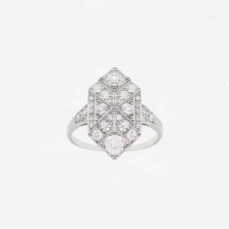 Diamond Set Plaque Ring - Secondhand