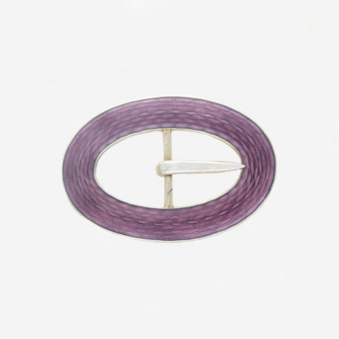 oval purple enamel silver buckle brooch