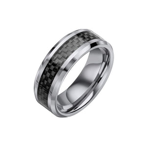 Tungsten Ring with Black Carbon Fibre Inlay by Fred Bennett