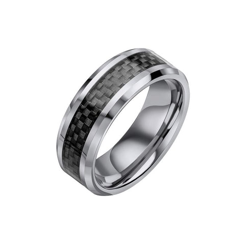 Tungsten Ring with Black Carbon Fibre Inlay by Fred Bennett