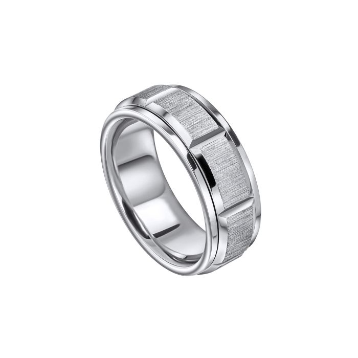 Step Edge Stainless Steel Spinner Ring by Fred Bennett