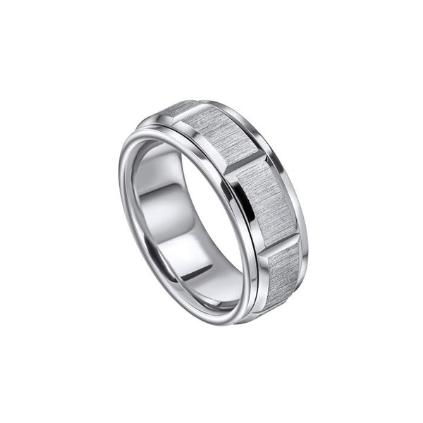 Step Edge Stainless Steel Spinner Ring by Fred Bennett