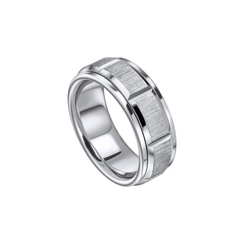 Step Edge Stainless Steel Spinner Ring by Fred Bennett
