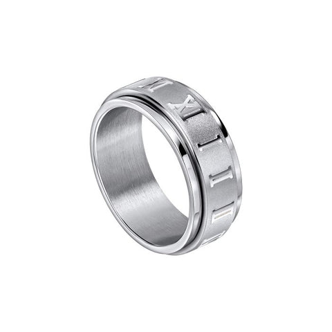Roman Numerals Stainless Steel Spinner Ring by Fred Bennett
