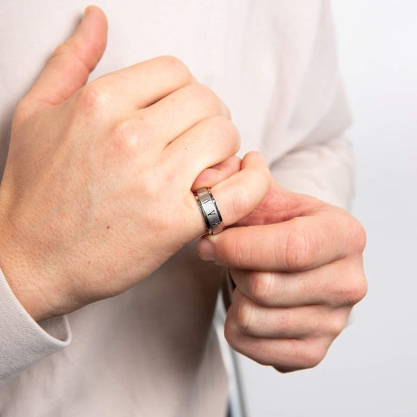 Roman Numerals Stainless Steel Spinner Ring by Fred Bennett