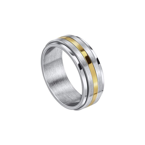 Gold Stripe Stainless Steel Spinner Ring by Fred Bennett
