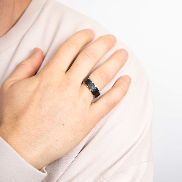 Faceted Stainless Steel Spinner Ring by Fred Bennett